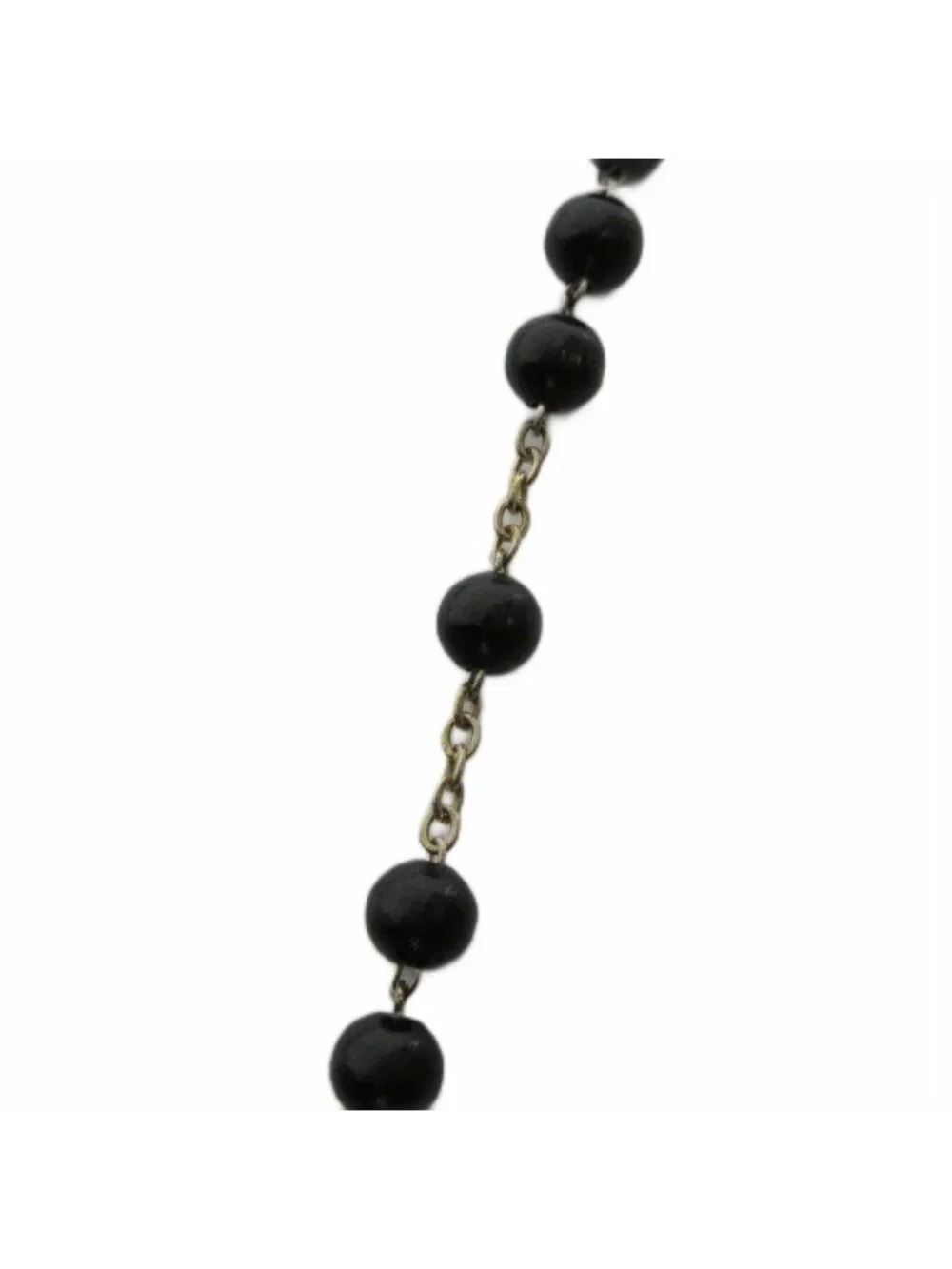 Dolce & Gabbana Rosary Necklace Long Pendant Cross Black